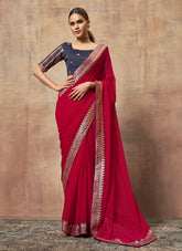 Wevon Designer Pink Colour Saree